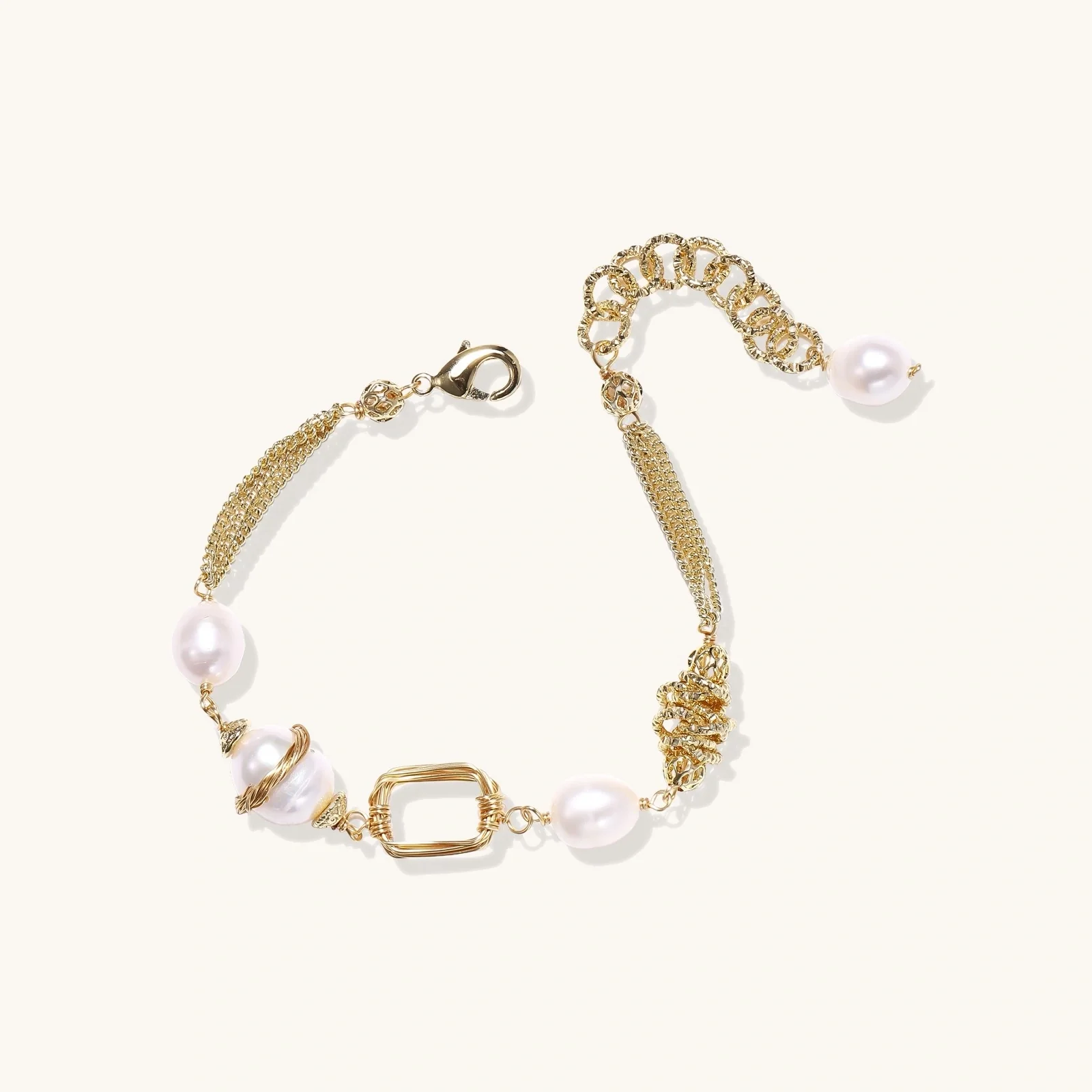 Golden Pearl Chain Bracelet - Image 3