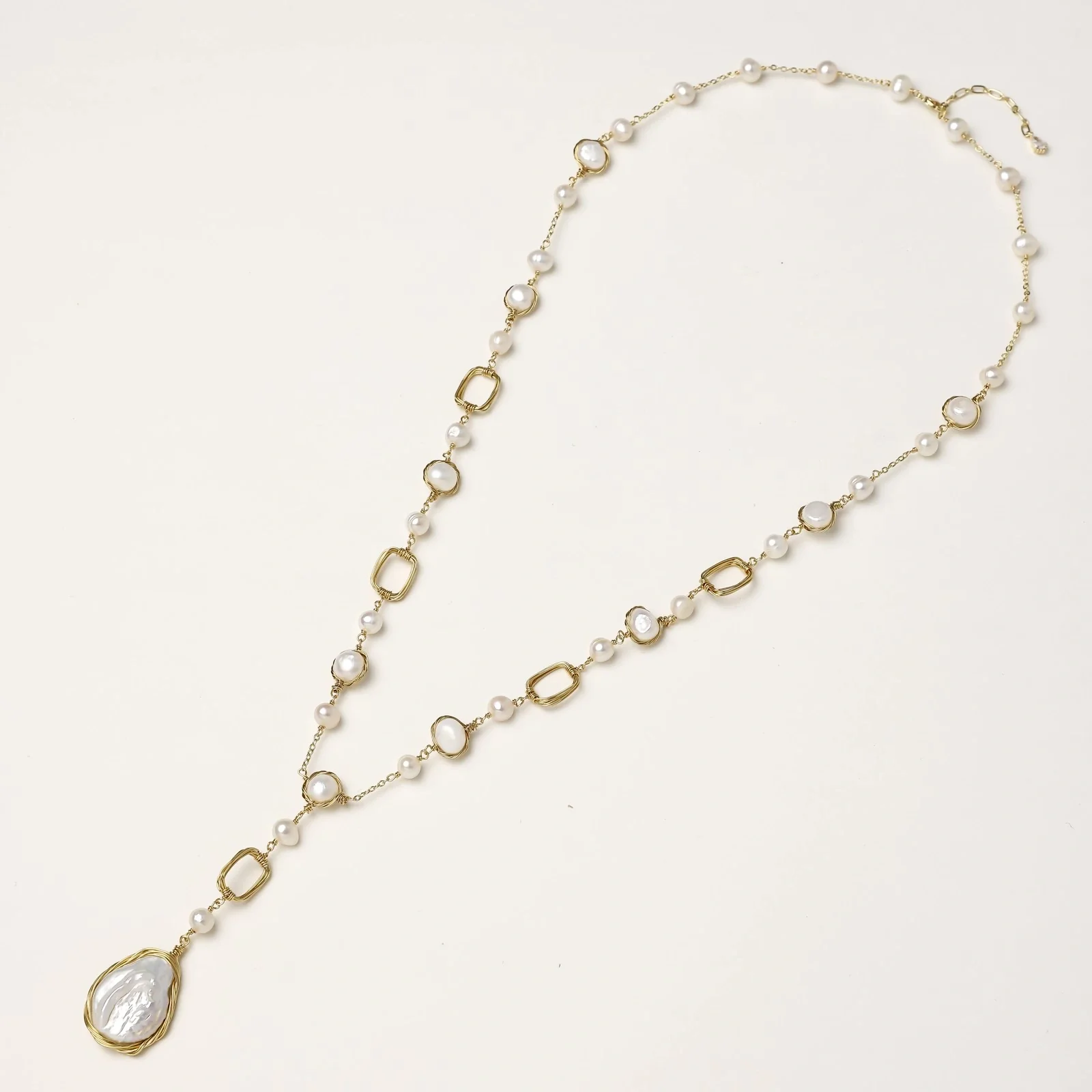 Baroque Pearl Station Necklace - Image 3