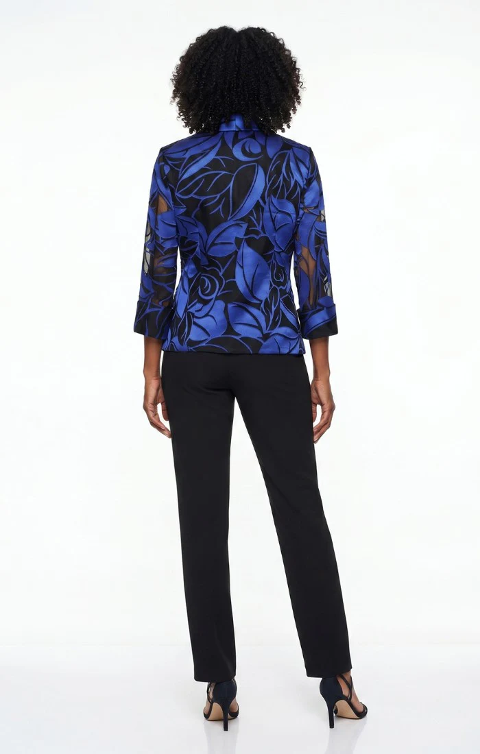 3/4 Sleeve Chiffon Burnout Side Closure Blouse - Image 3