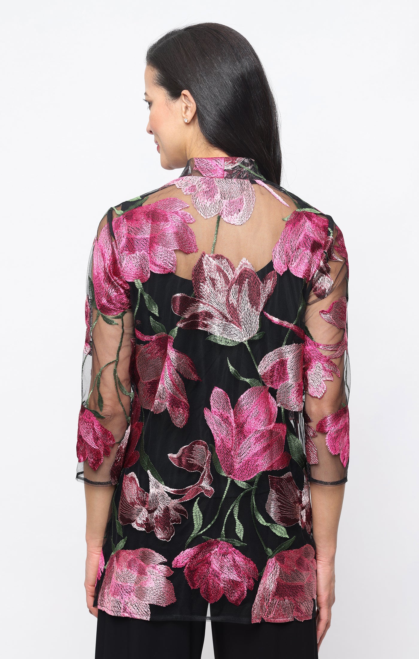 3/4 Sleeve Embroidered Tulle Twinset - Image 3