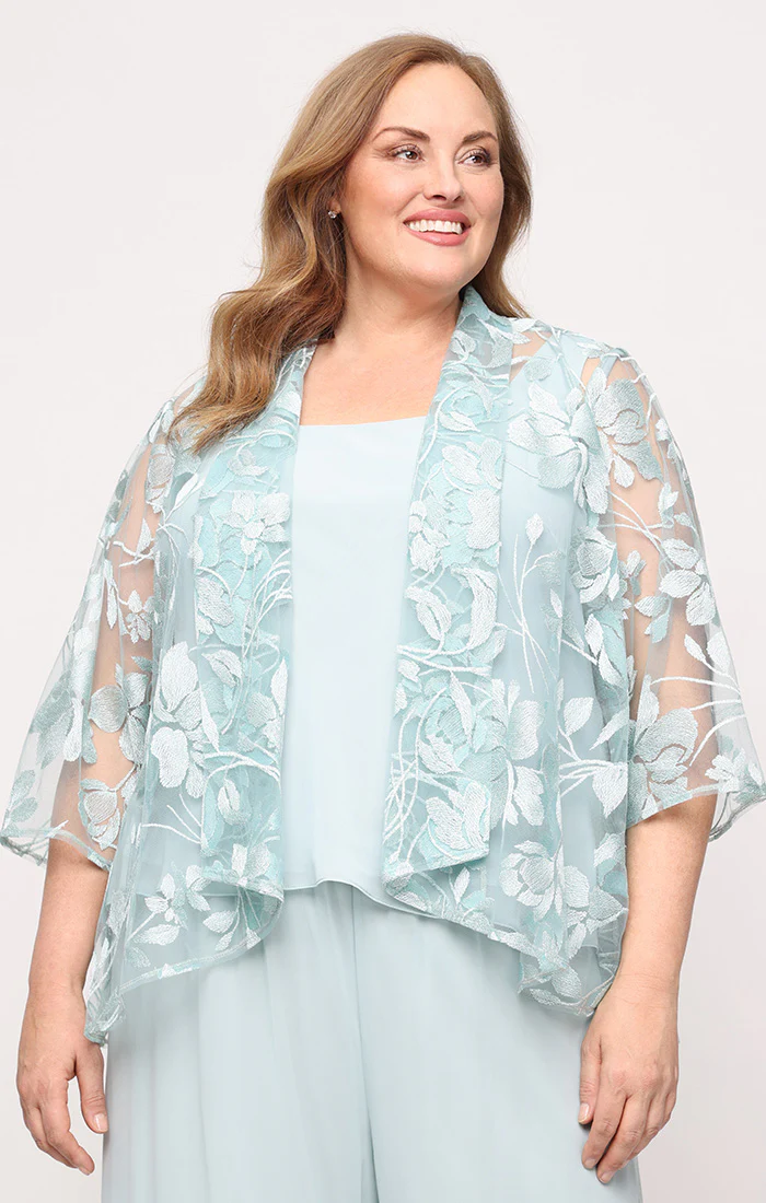 Plus - 3/4 Sleeve Twinset with Illusion Jacket