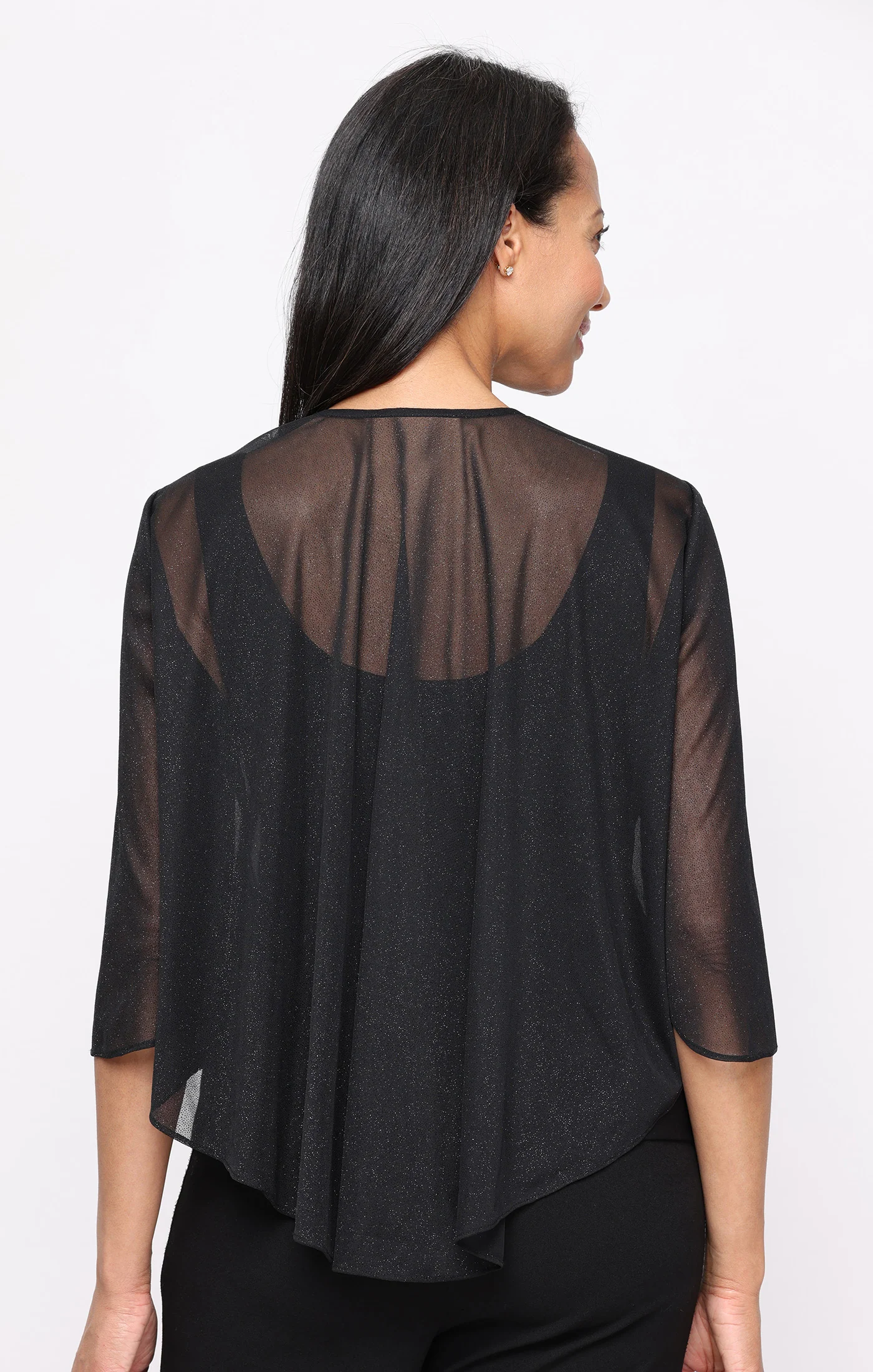 3/4 Sleeve Glitter Mesh Coverup - Image 2