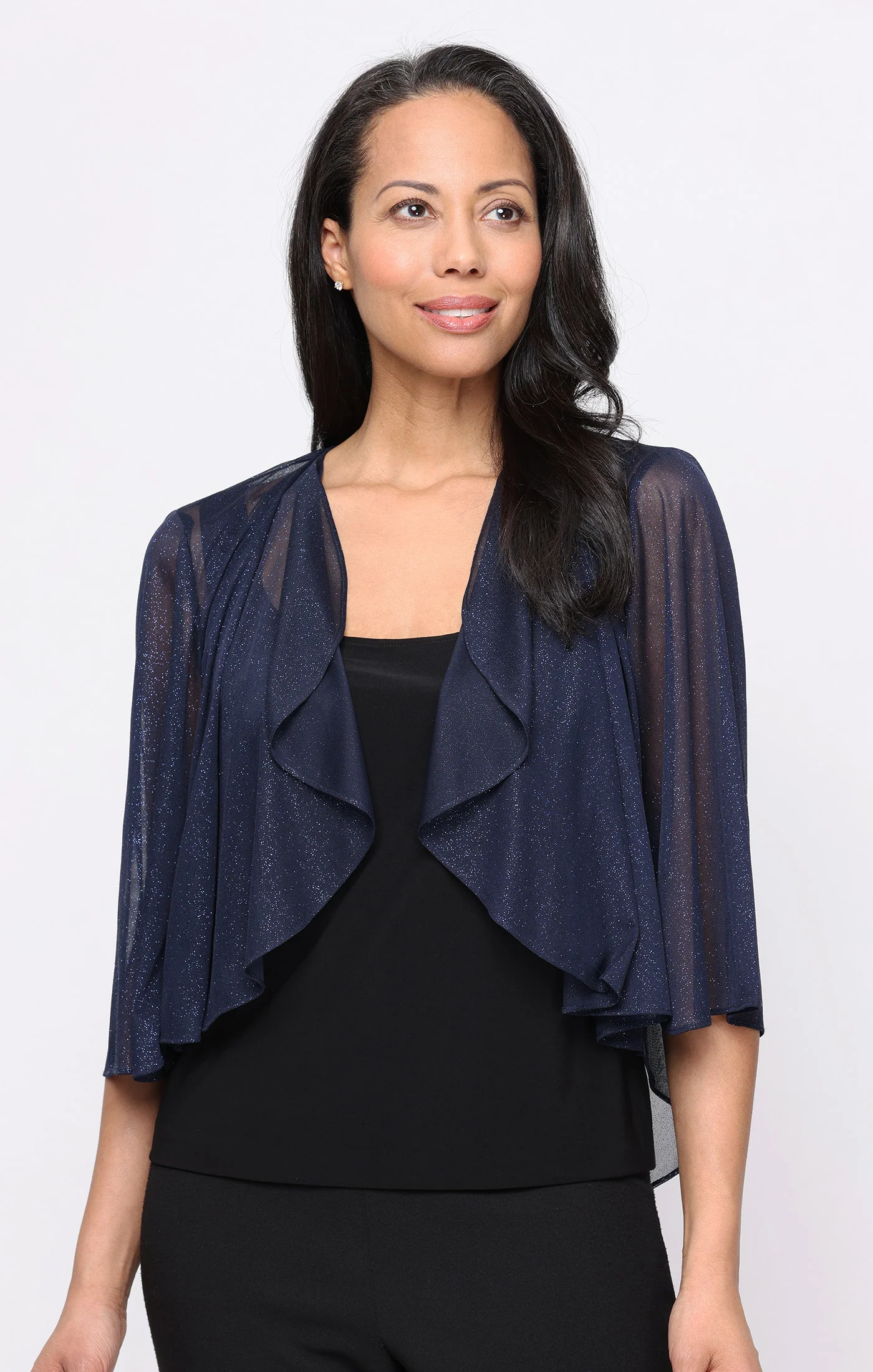 3/4 Sleeve Glitter Mesh Coverup - Image 3