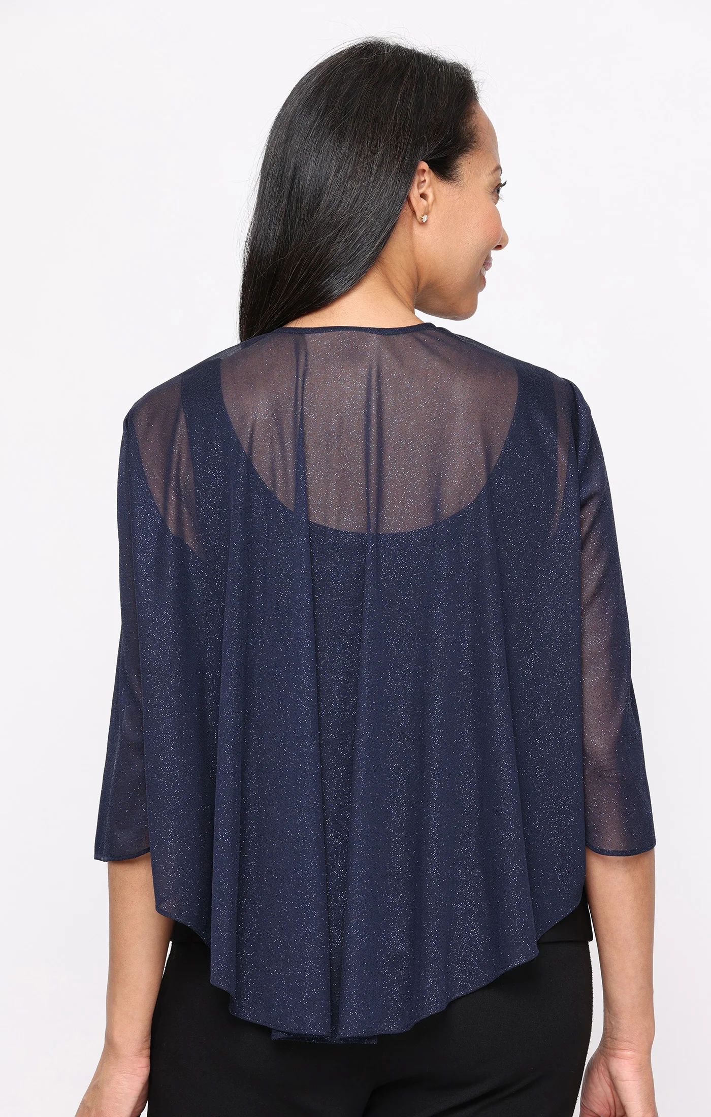 3/4 Sleeve Glitter Mesh Coverup - Image 4