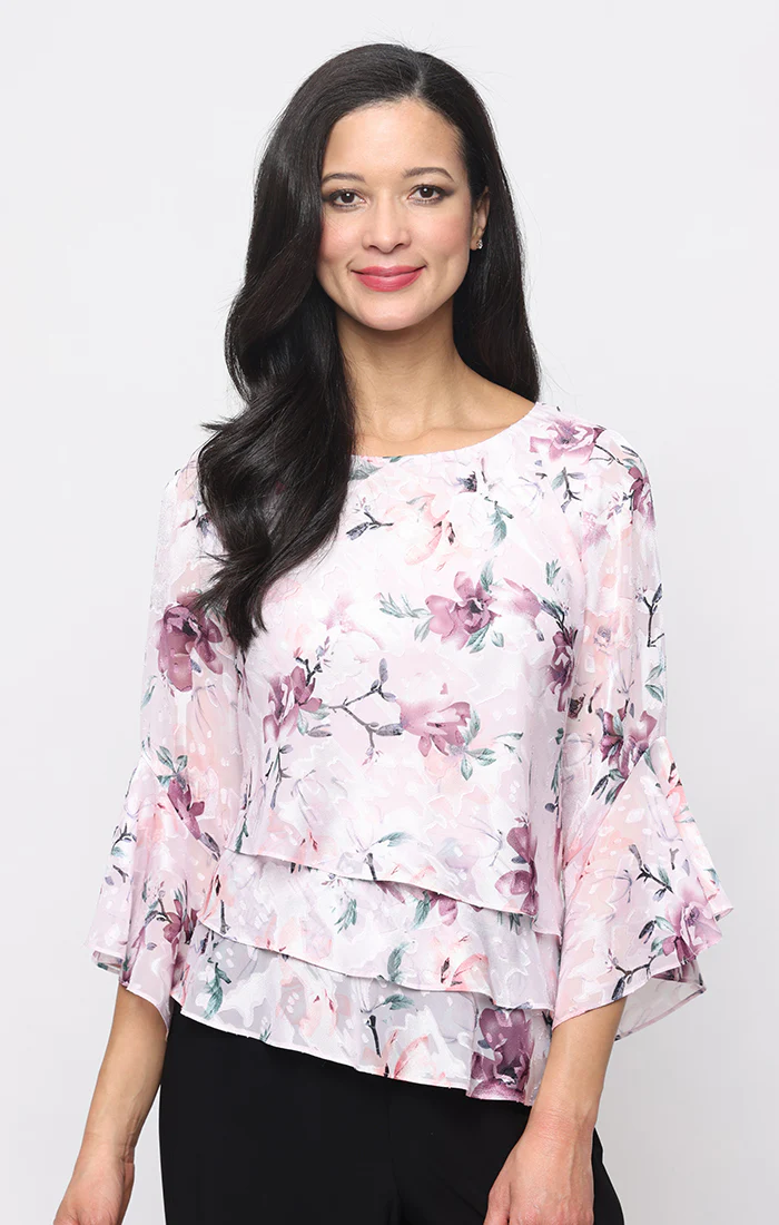 Petite - Bell Sleeve Chiffon Blouse