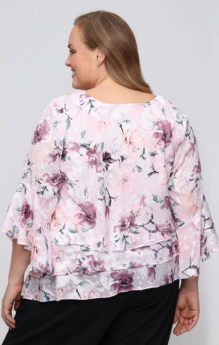 Plus - Chiffon Bell Sleeve Blouse - Image 2