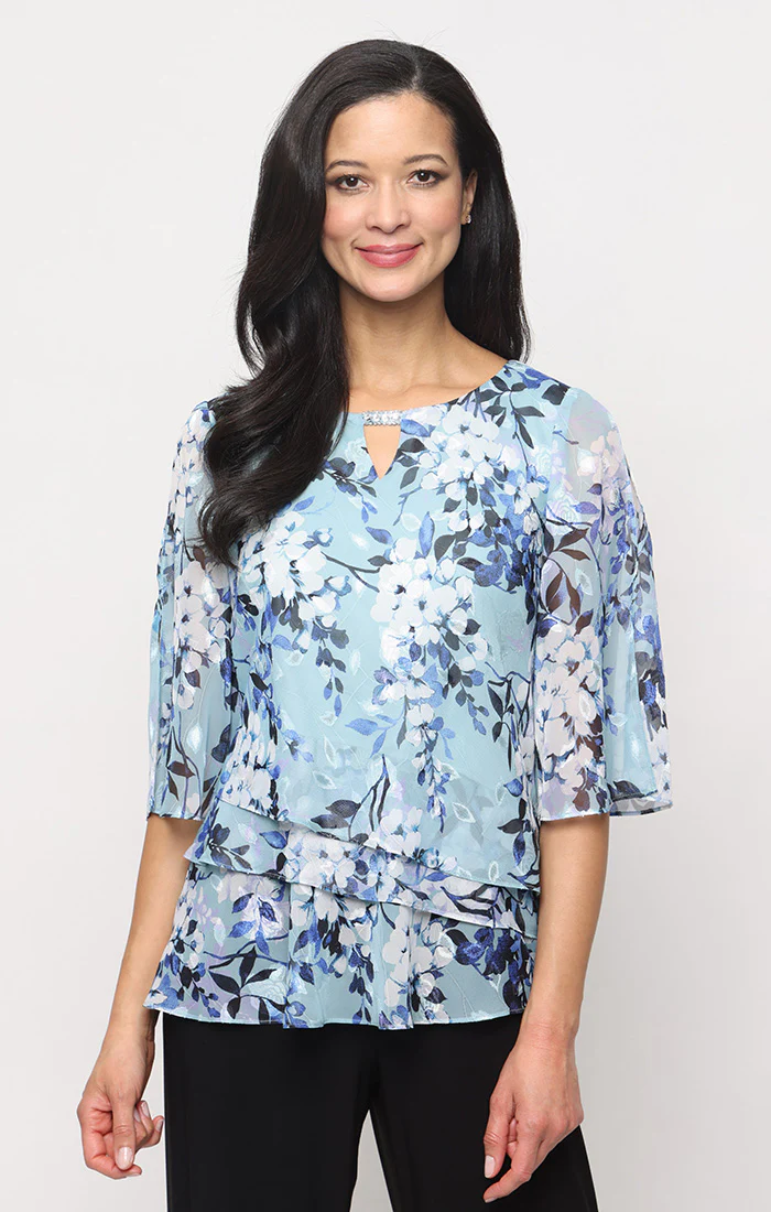 Petite - Chiffon Tiered Hem Blouse