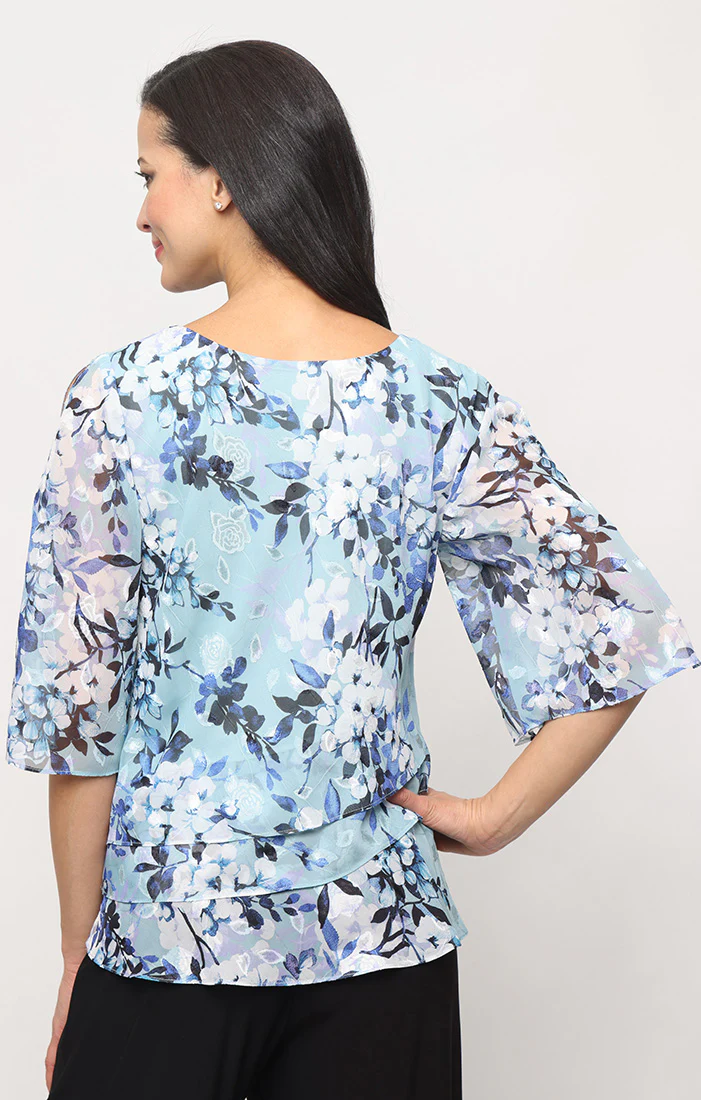 Petite - Chiffon Tiered Hem Blouse - Image 2