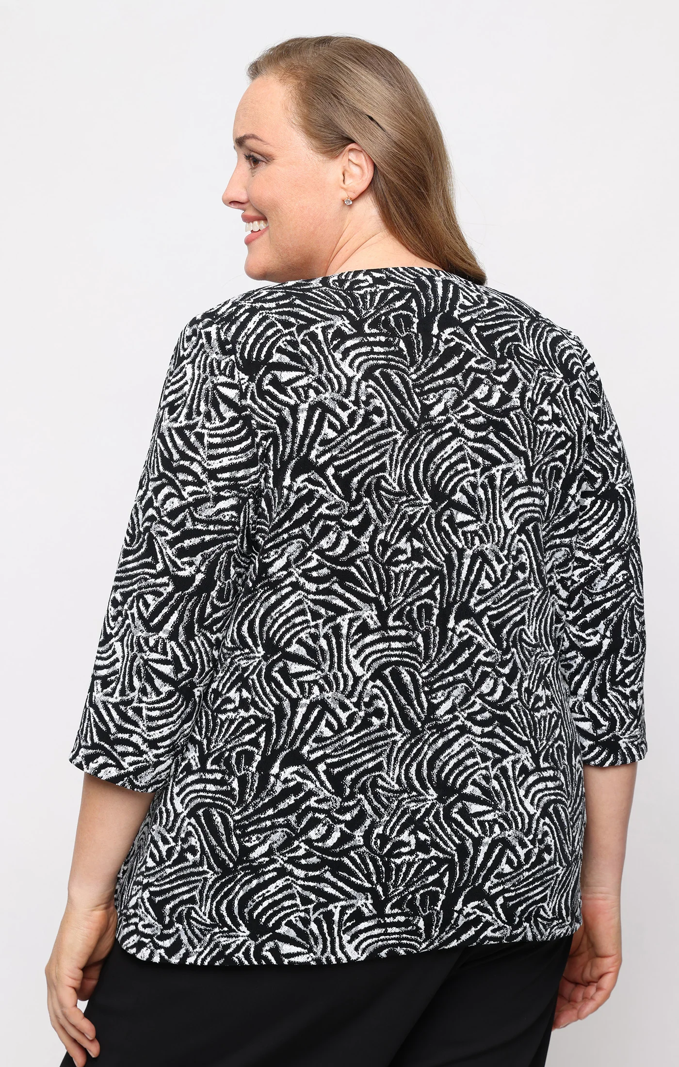 Plus 3/4 Sleeve Printed Glitter Twinset - Image 3