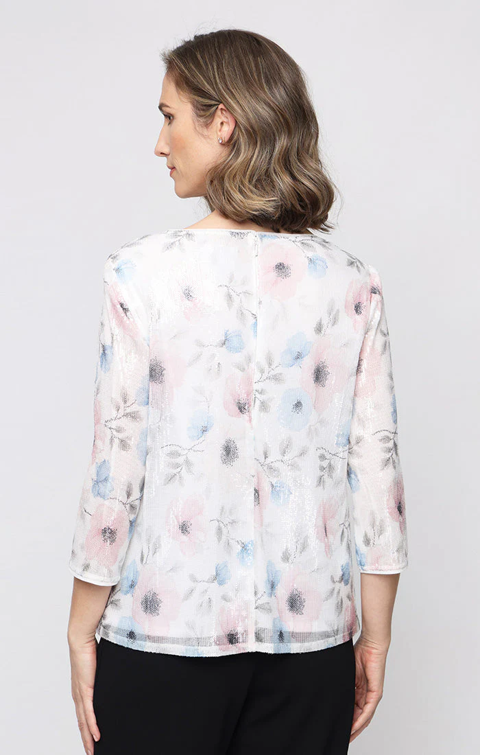 Petite - Printed Sequin Mock Twinset with Attached Jacket - Image 2