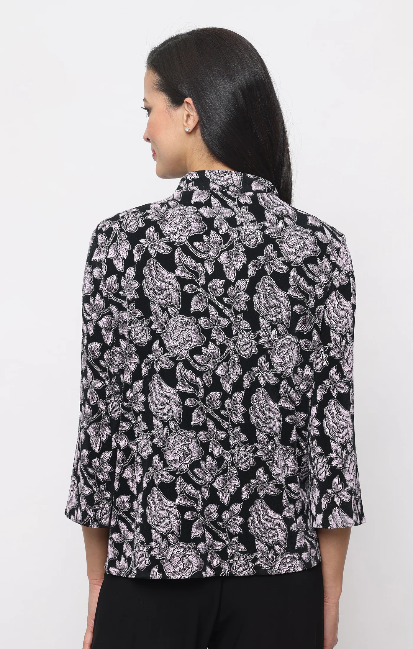 3/4 Sleeve Printed Glitter Knit Twinset - Image 2