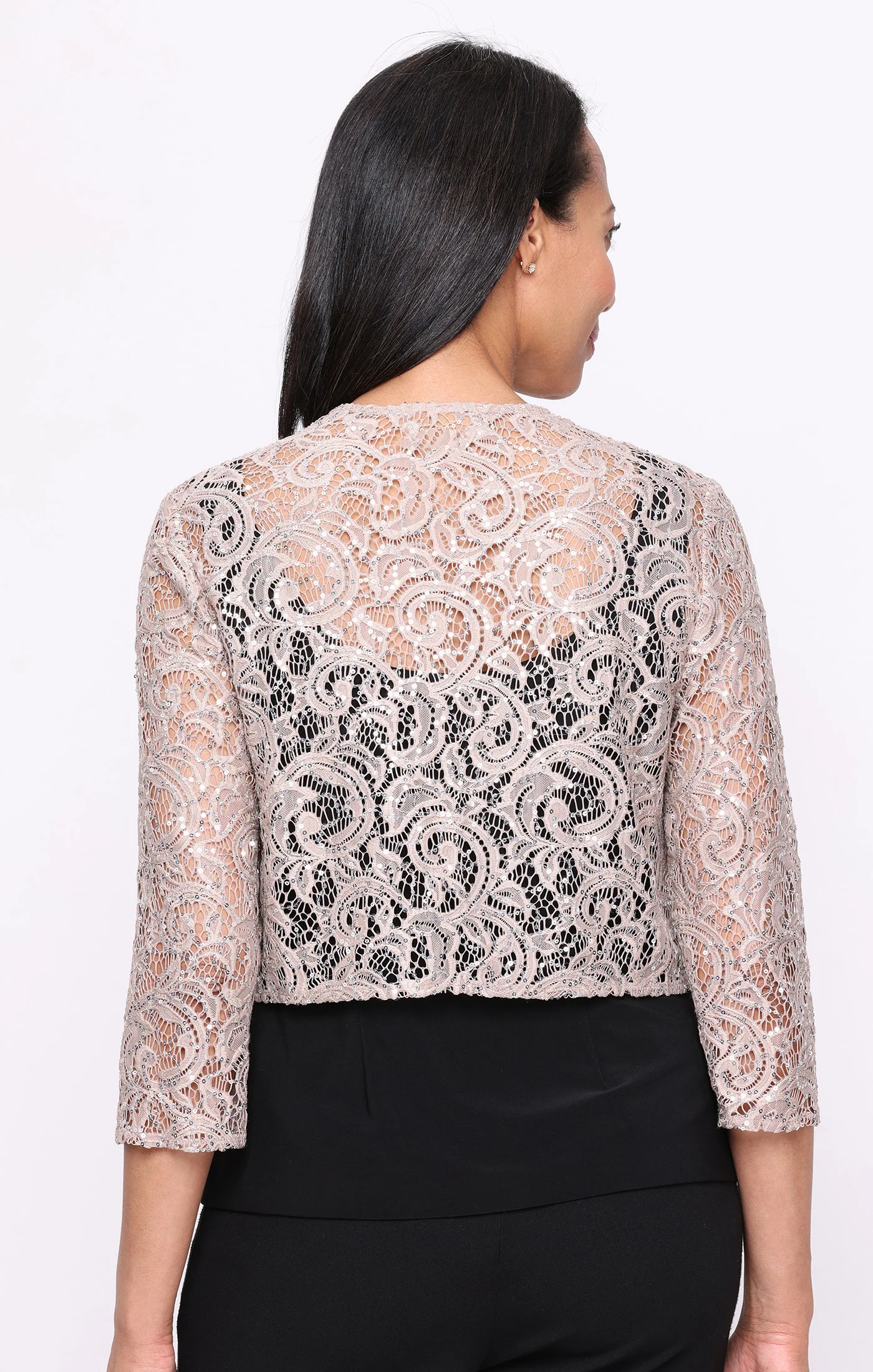 3/4 Sleeve Stretch Sequin Lace Coverup - Image 4