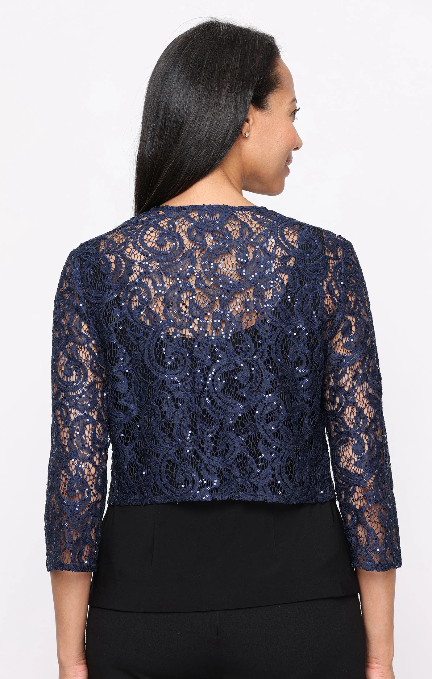 3/4 Sleeve Stretch Sequin Lace Coverup - Image 6