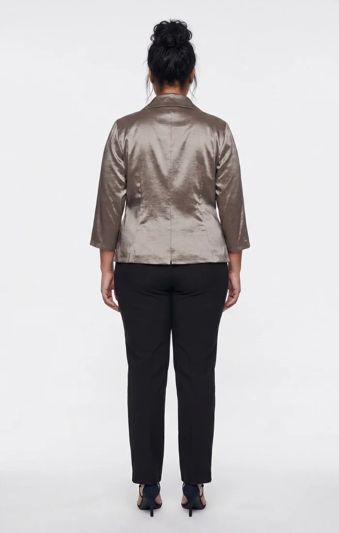 Plus 3/4 Sleeve Surplice Blouse with Tie Waist Detail - Image 3