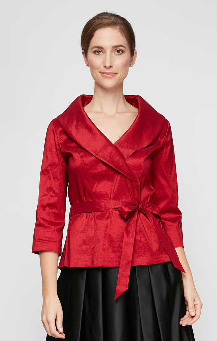3/4 Sleeve Surplice Blouse with Tie Waist Detail - Image 5