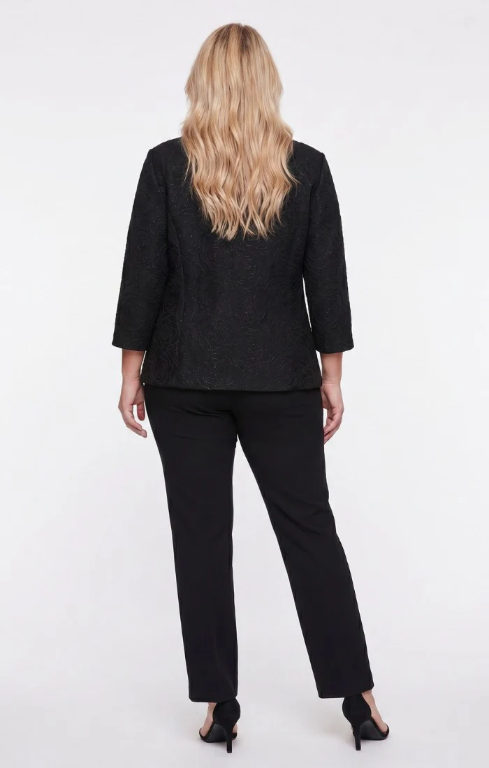 Plus 3/4 Sleeve Textured Jacquard Zip Jacket - Image 3