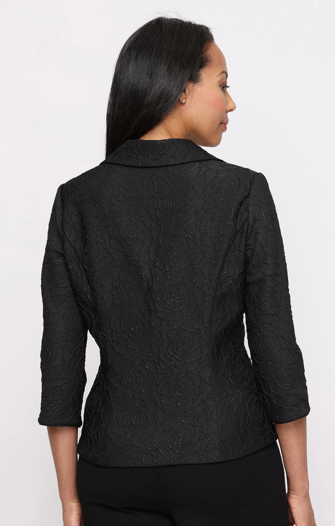 3/4 Sleeve Textured Jacquard Zip Jacket - Image 2
