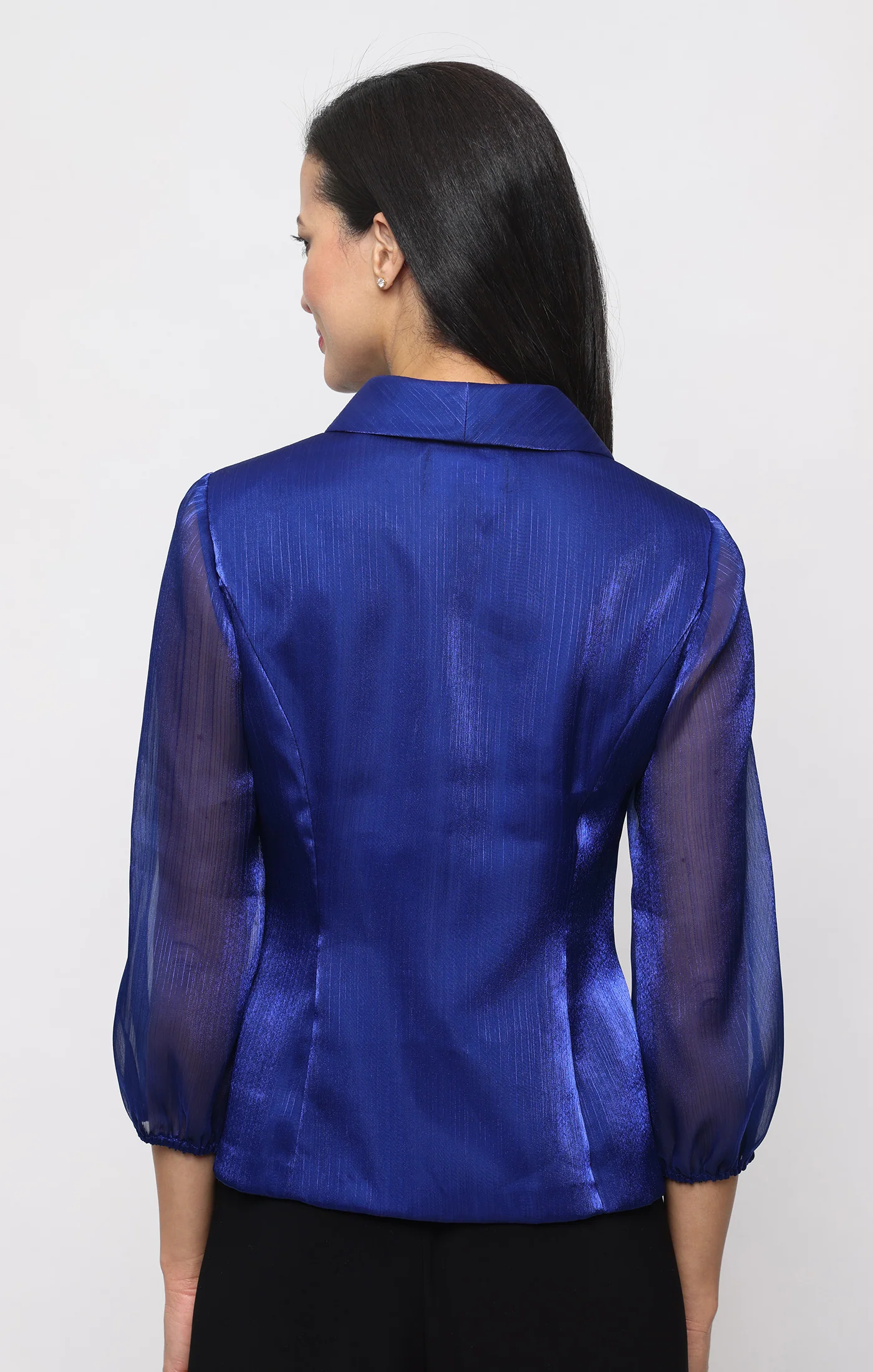 3/4 Sleeve Yoryu Button Front Blouse With Illusion Sleeves - Image 2