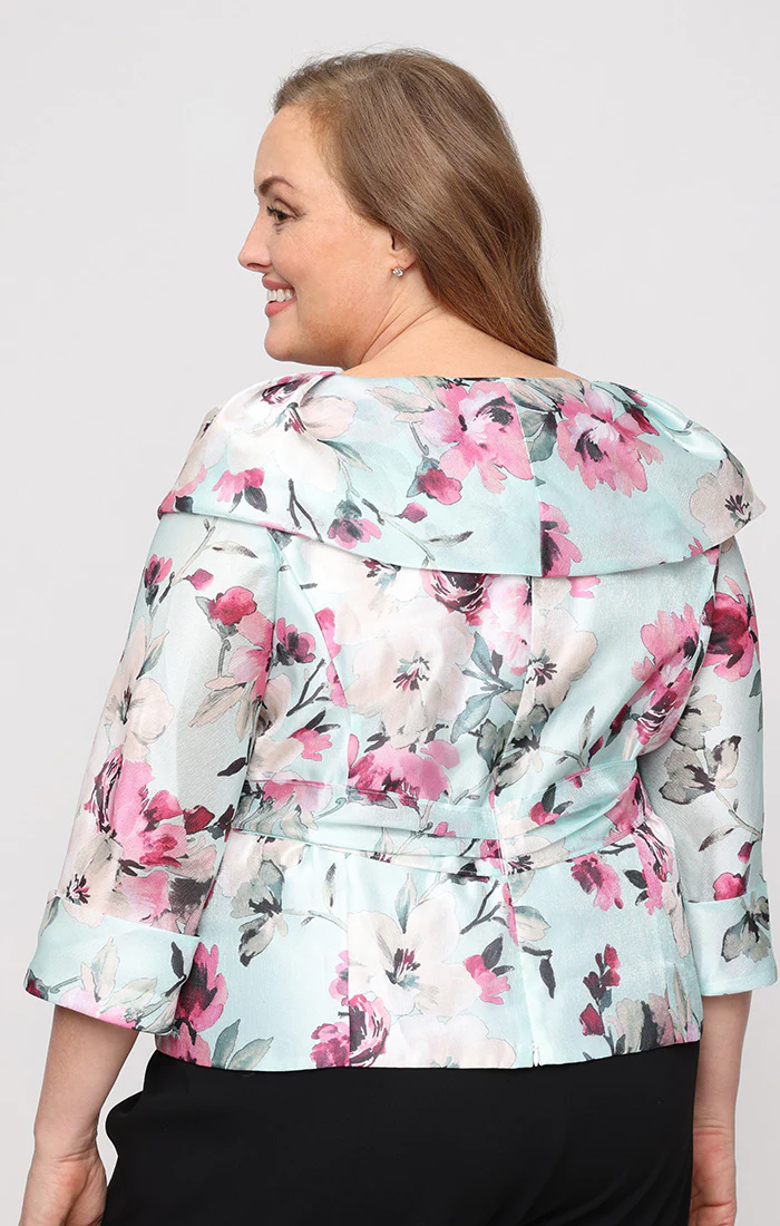 Plus - Portrait Collar 3/4 Sleeve Blouse - Image 2