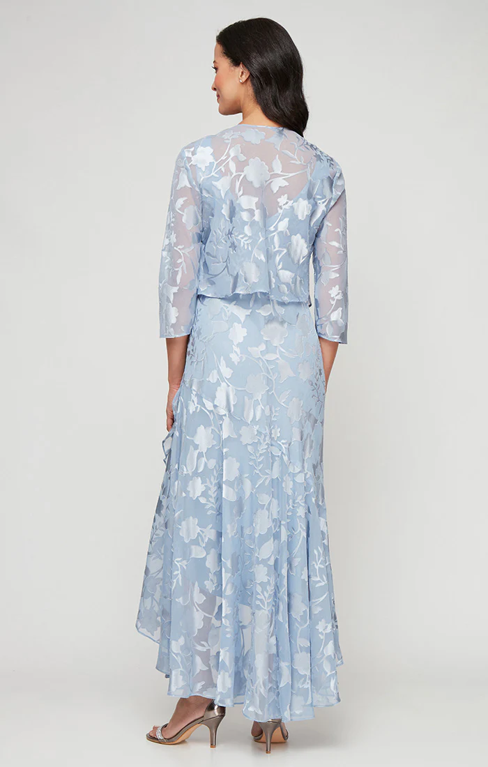 Regular - Chiffon Jacket Dress with High/Low Tulip Hem Skirt & Open Cascade Jacket - Image 2