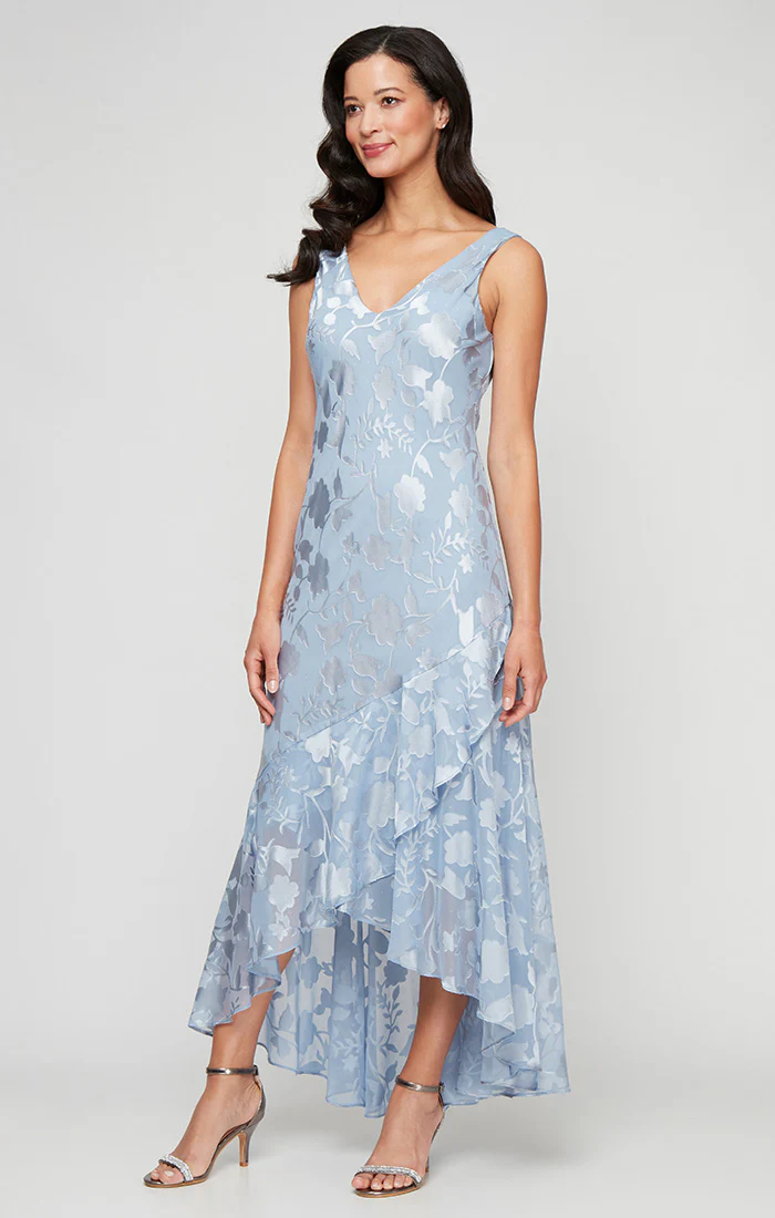 Regular - Chiffon Jacket Dress with High/Low Tulip Hem Skirt & Open Cascade Jacket - Image 3
