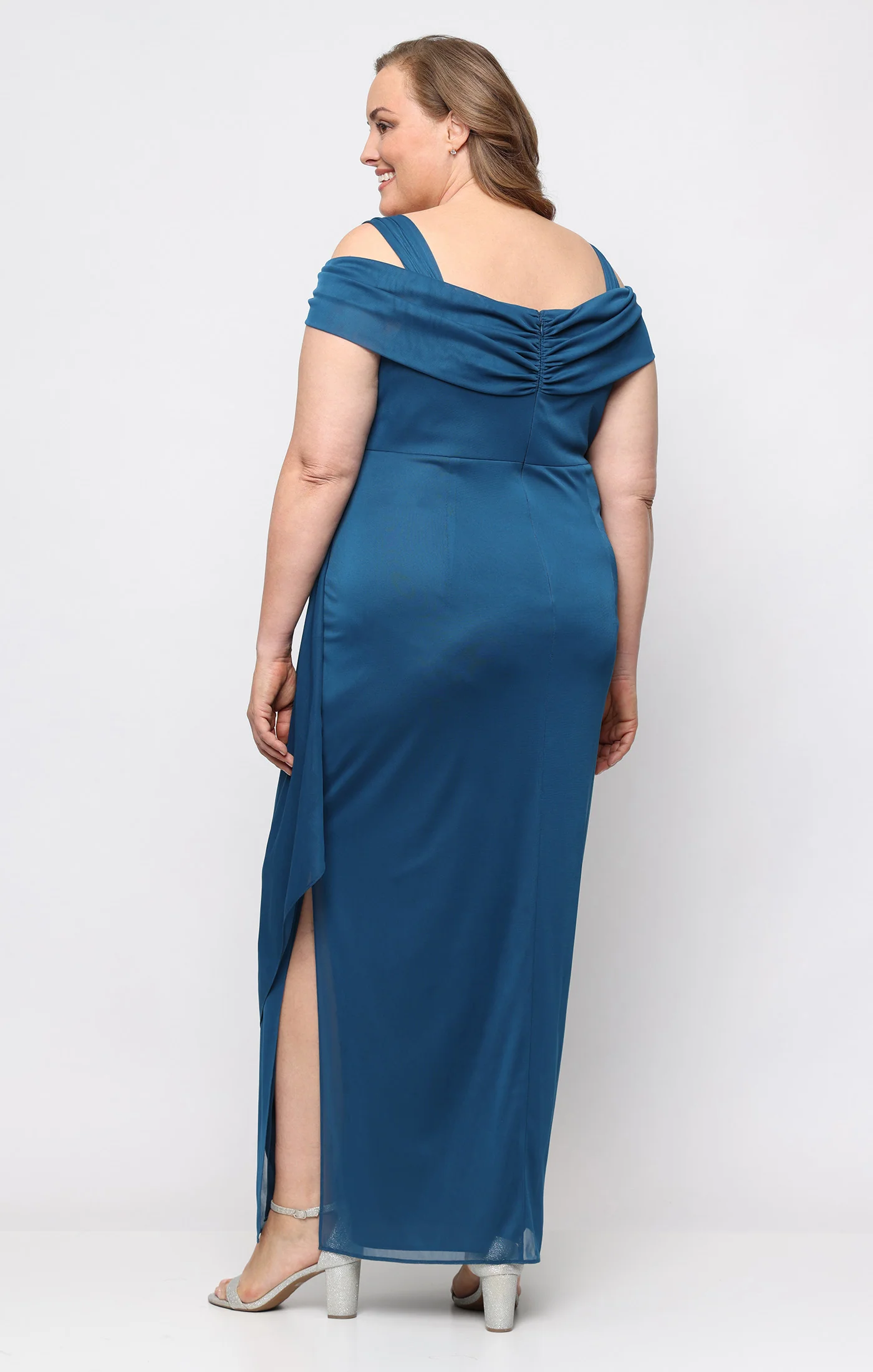 Plus Lindsay Cold Shoulder Mesh Gown - Image 5
