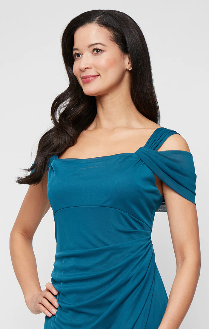 Lindsay Cold Shoulder Mesh Gown - Image 2