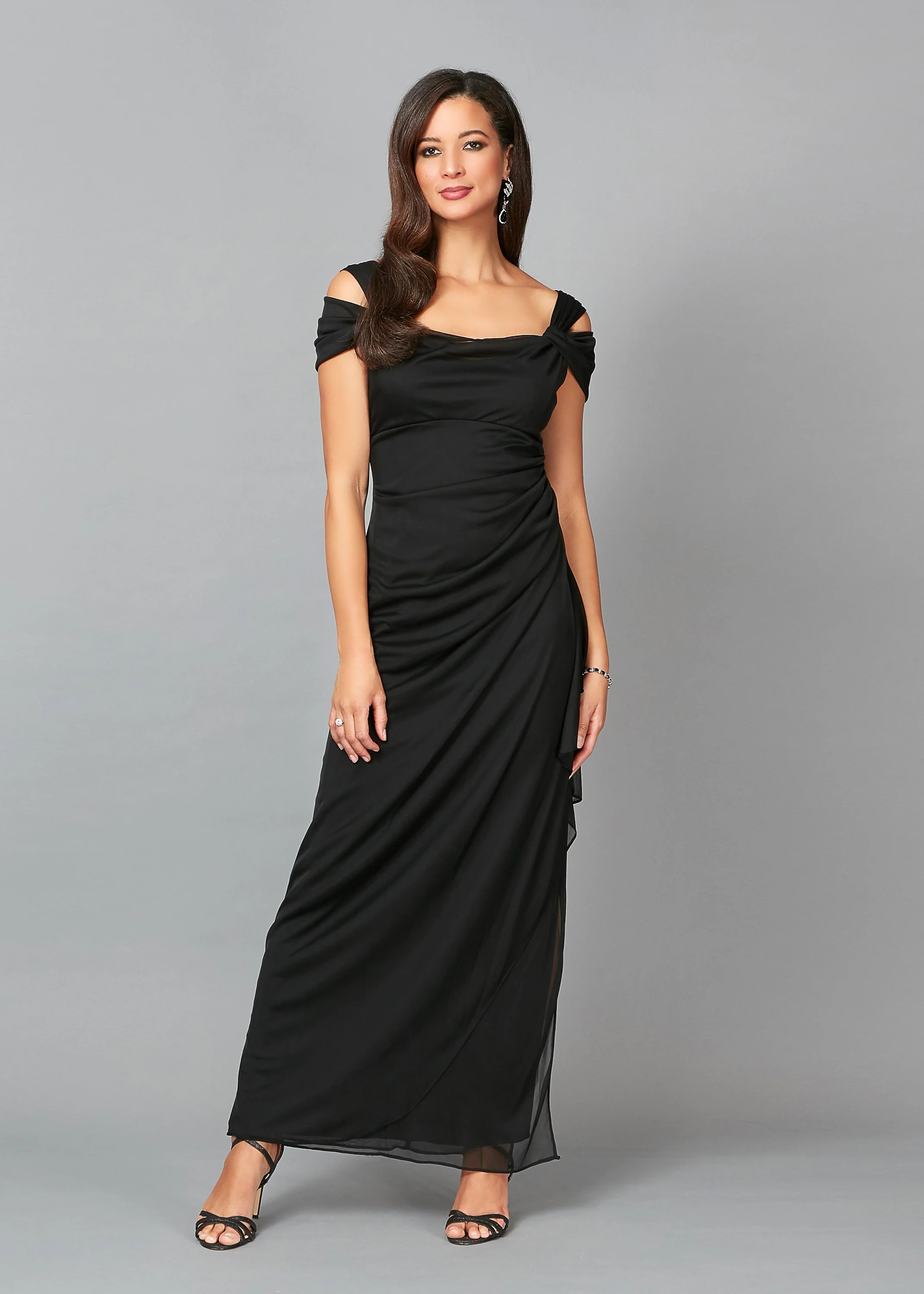 Petite Lindsay Cold Shoulder Mesh Gown - Image 5
