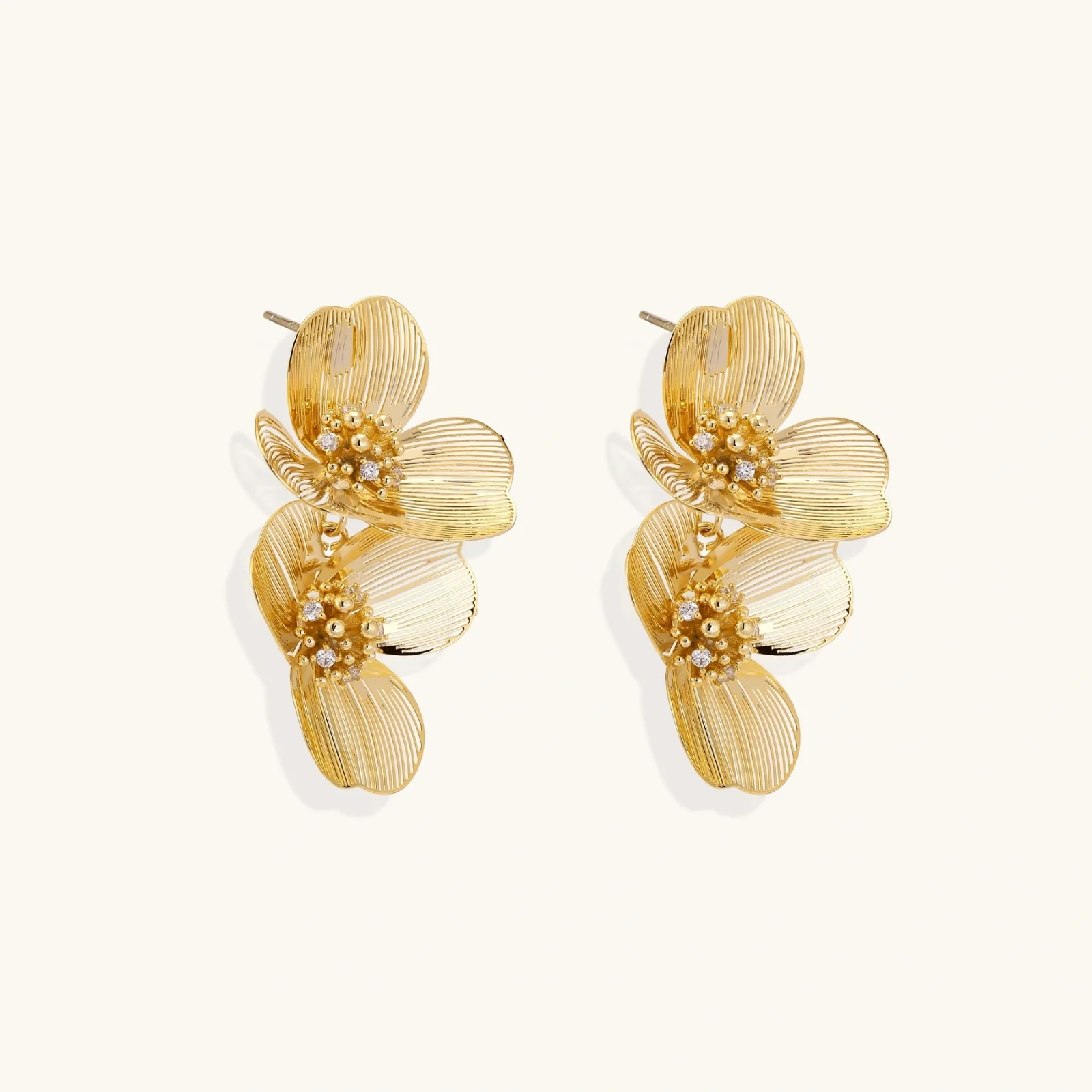 Golden Bloom Double Earrings - Image 5