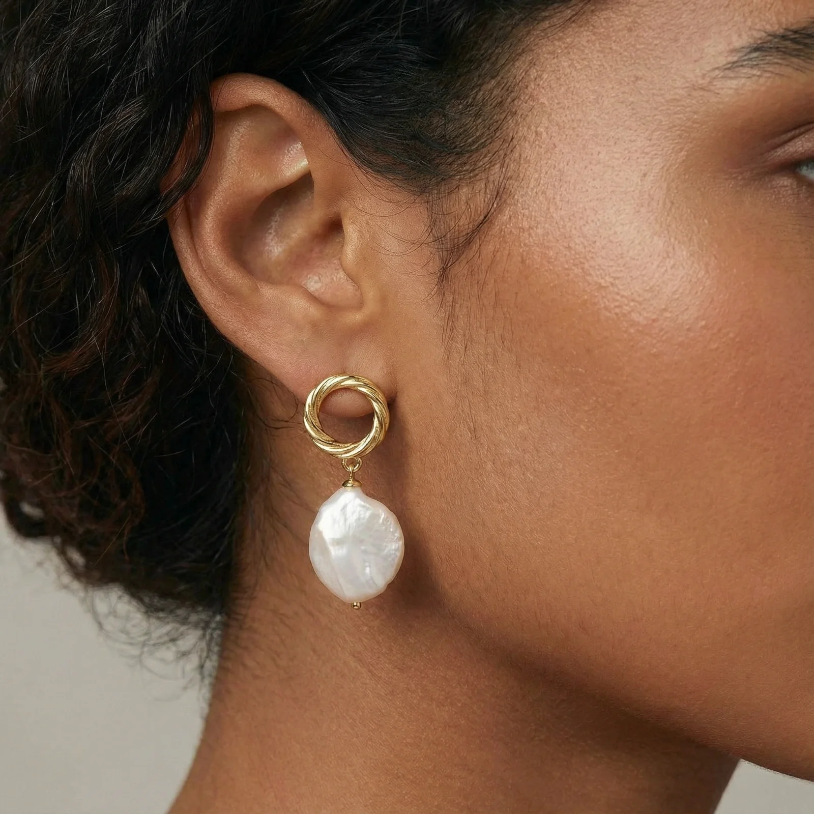 Pearl Glow Drop Earrings - Image 2