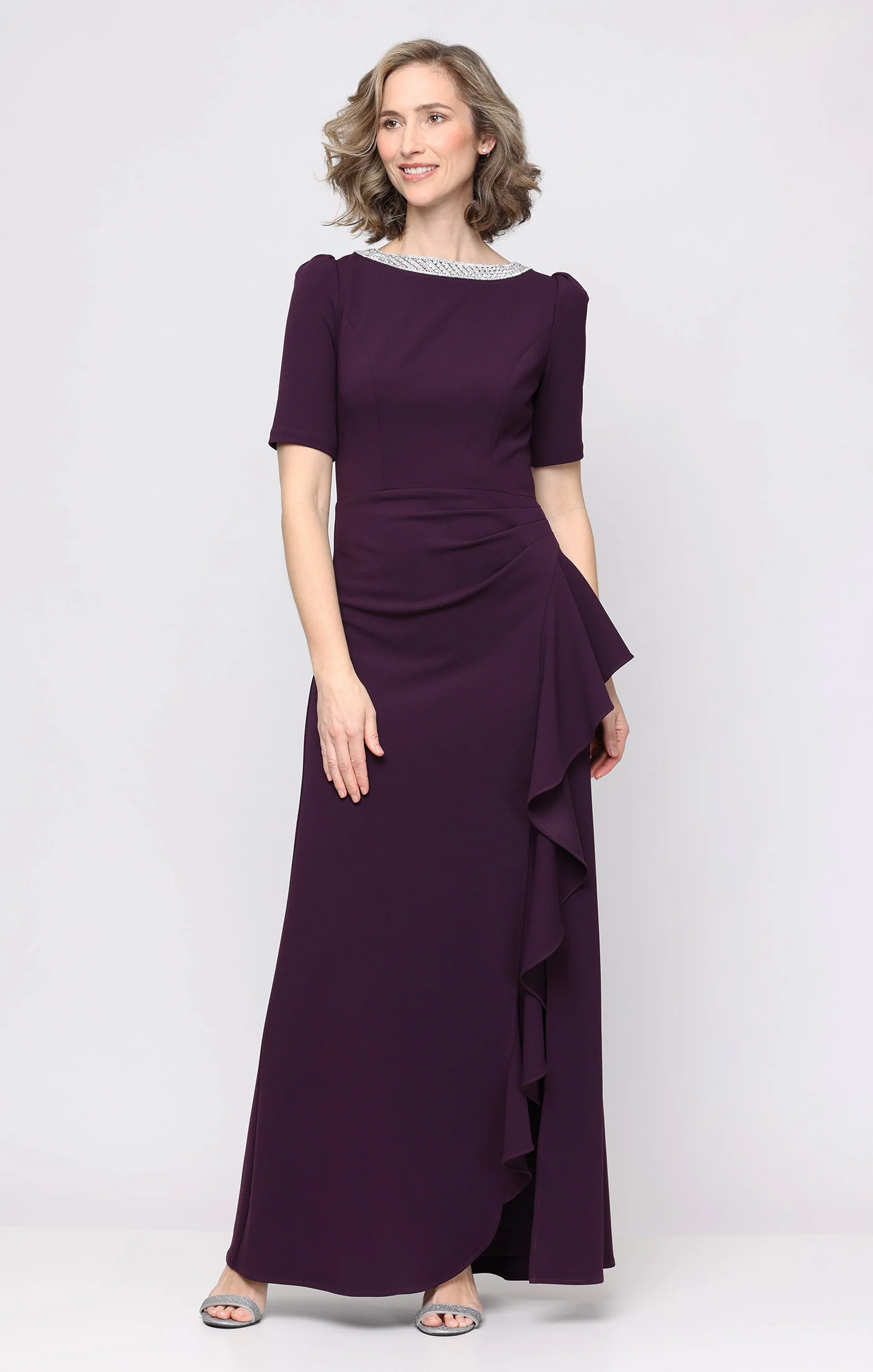Ashley Stretch Crepe Elbow Sleeve Dress - Image 9