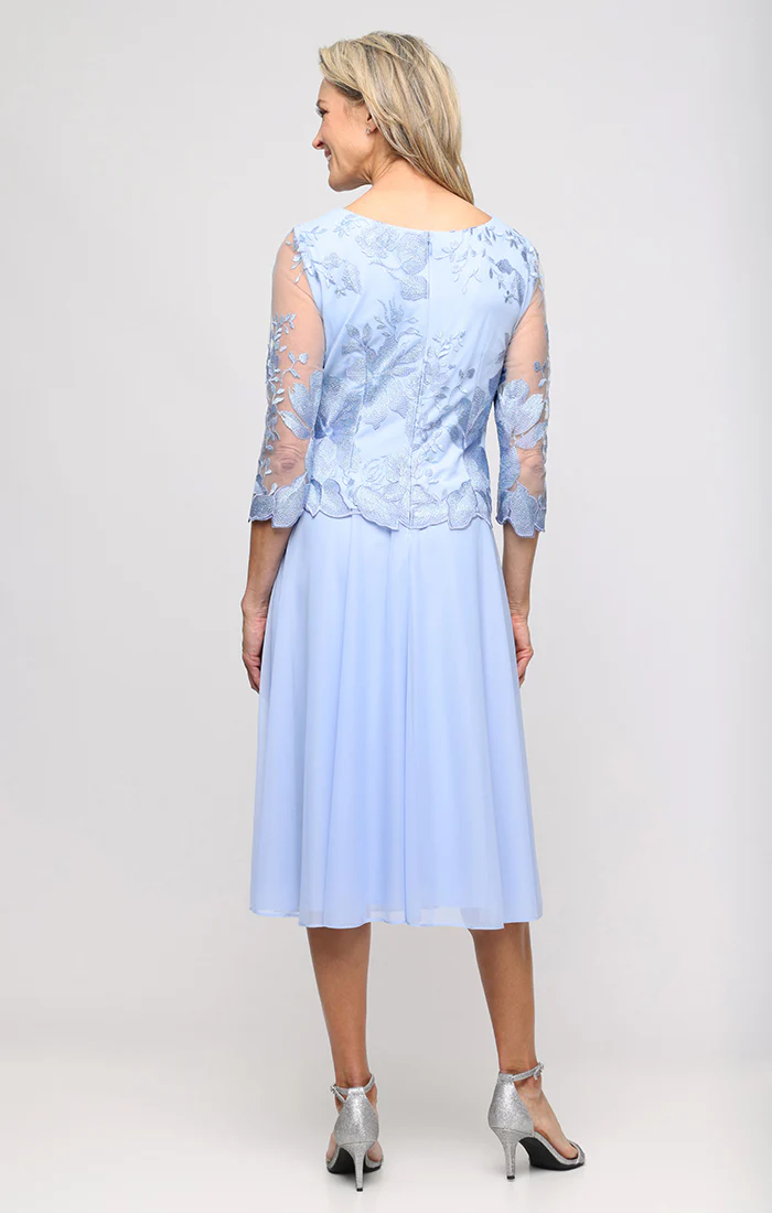 Embroidered Tulle & Chiffon Cocktail Dress - Image 3