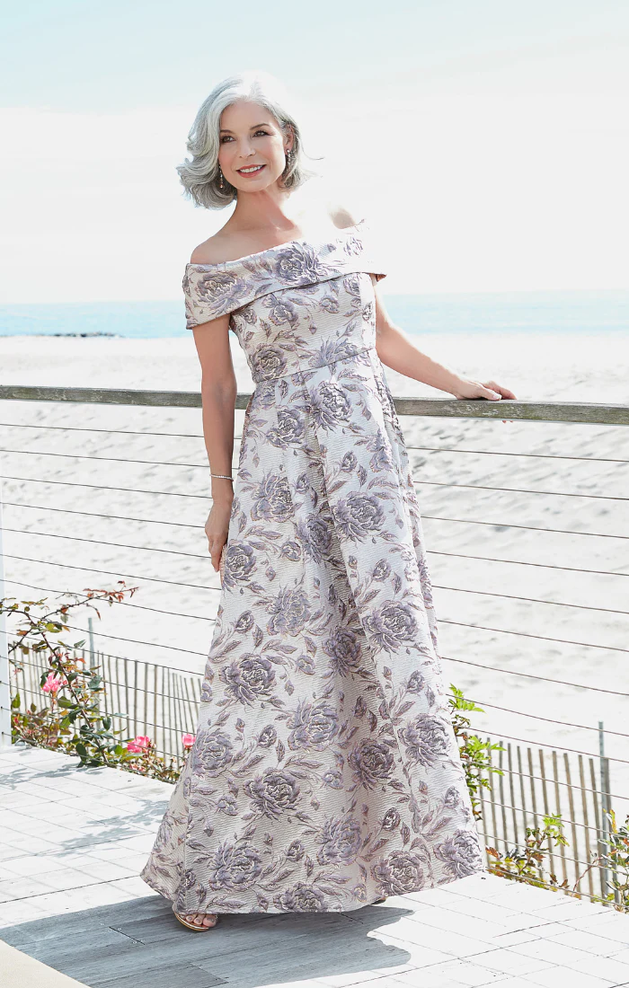 Marissa Metallic Floral Ballgown - Image 4