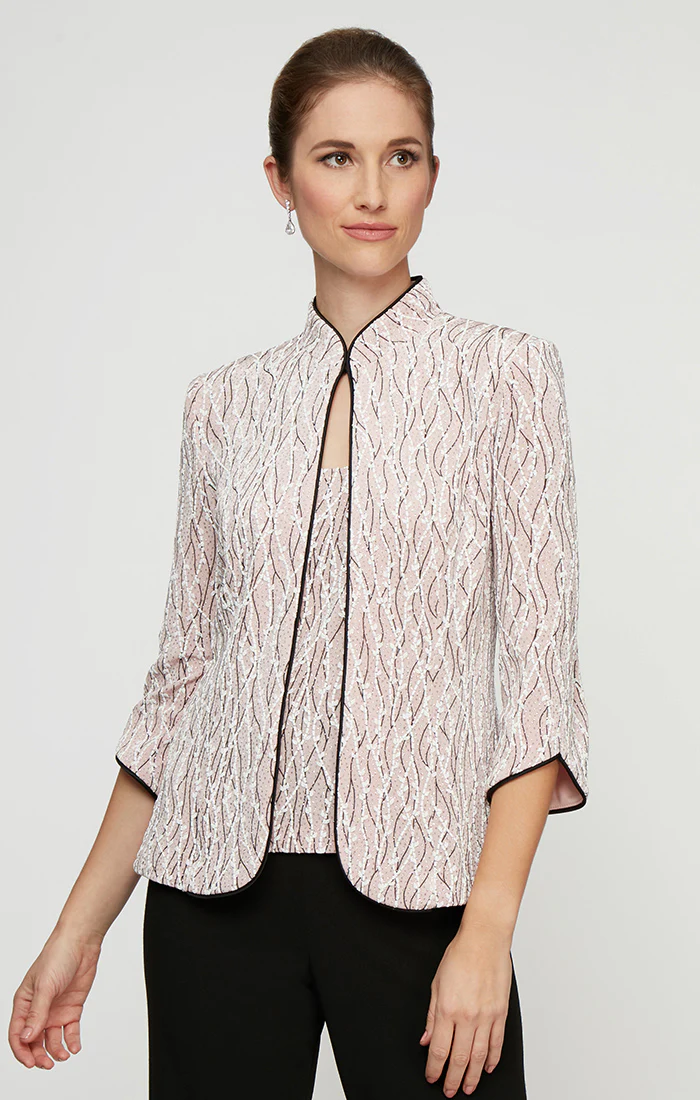 Glitter Knit Mandarin Neck Twinset
