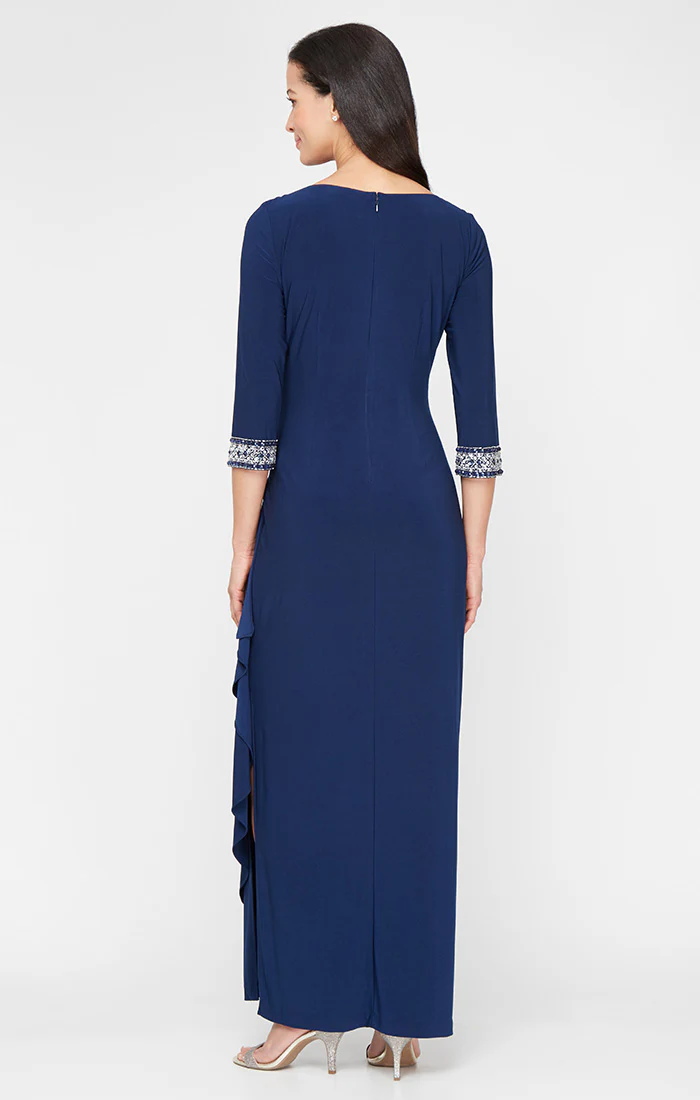 Matte Jersey Keyhole-Neckline A-Line Gown - Image 3