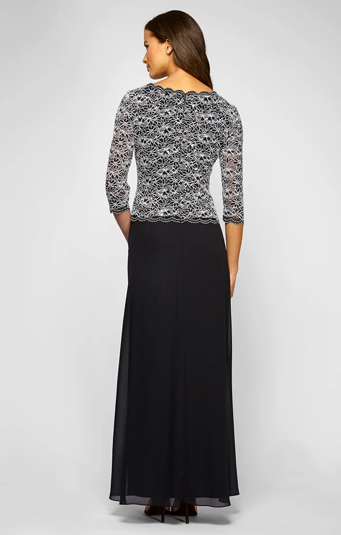 Sequin Lace & Chiffon A-Line Gown - Image 2