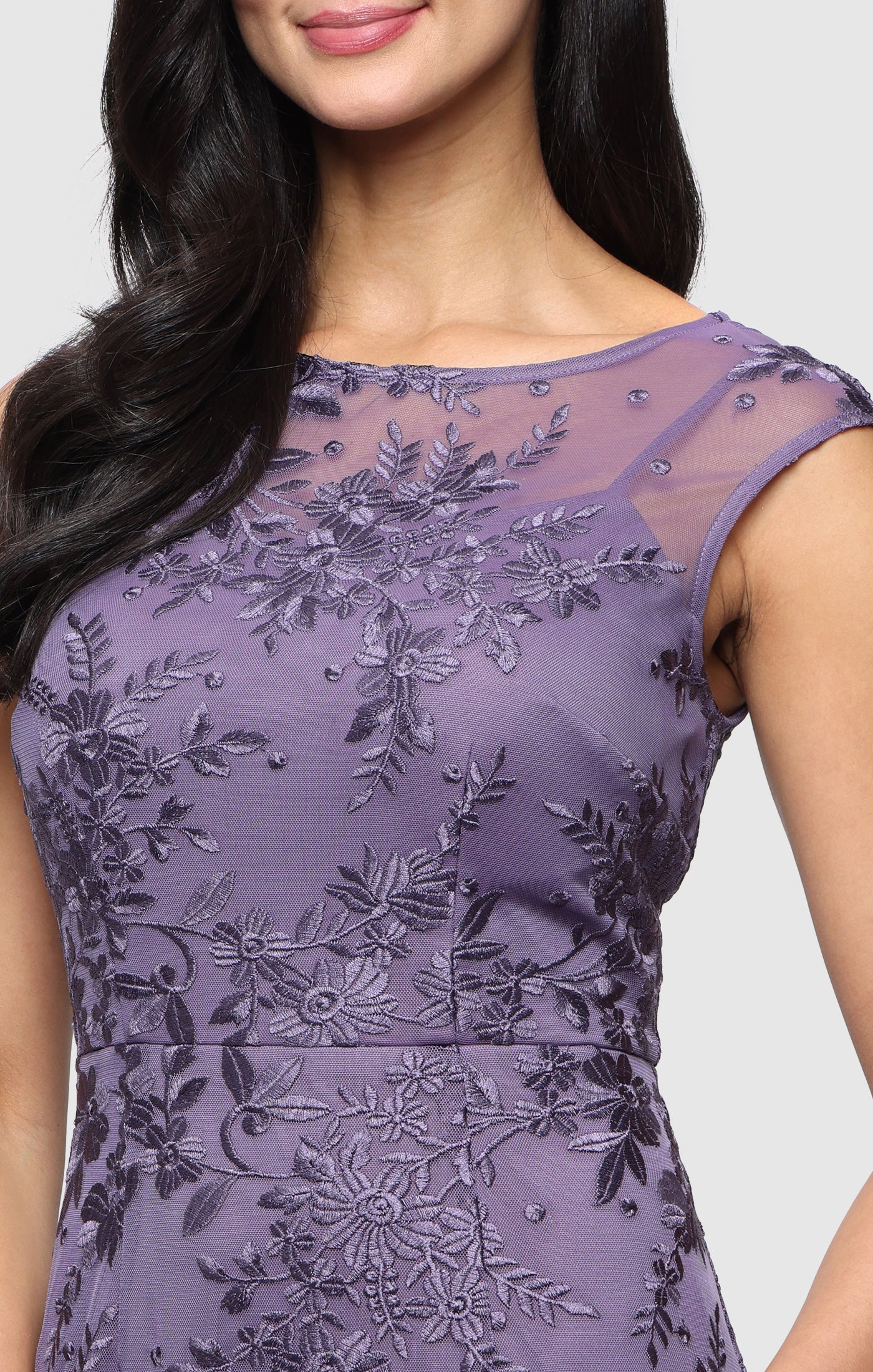 Petite Kelsey Embroidered Tulle Dress with Godet Detail - Image 2