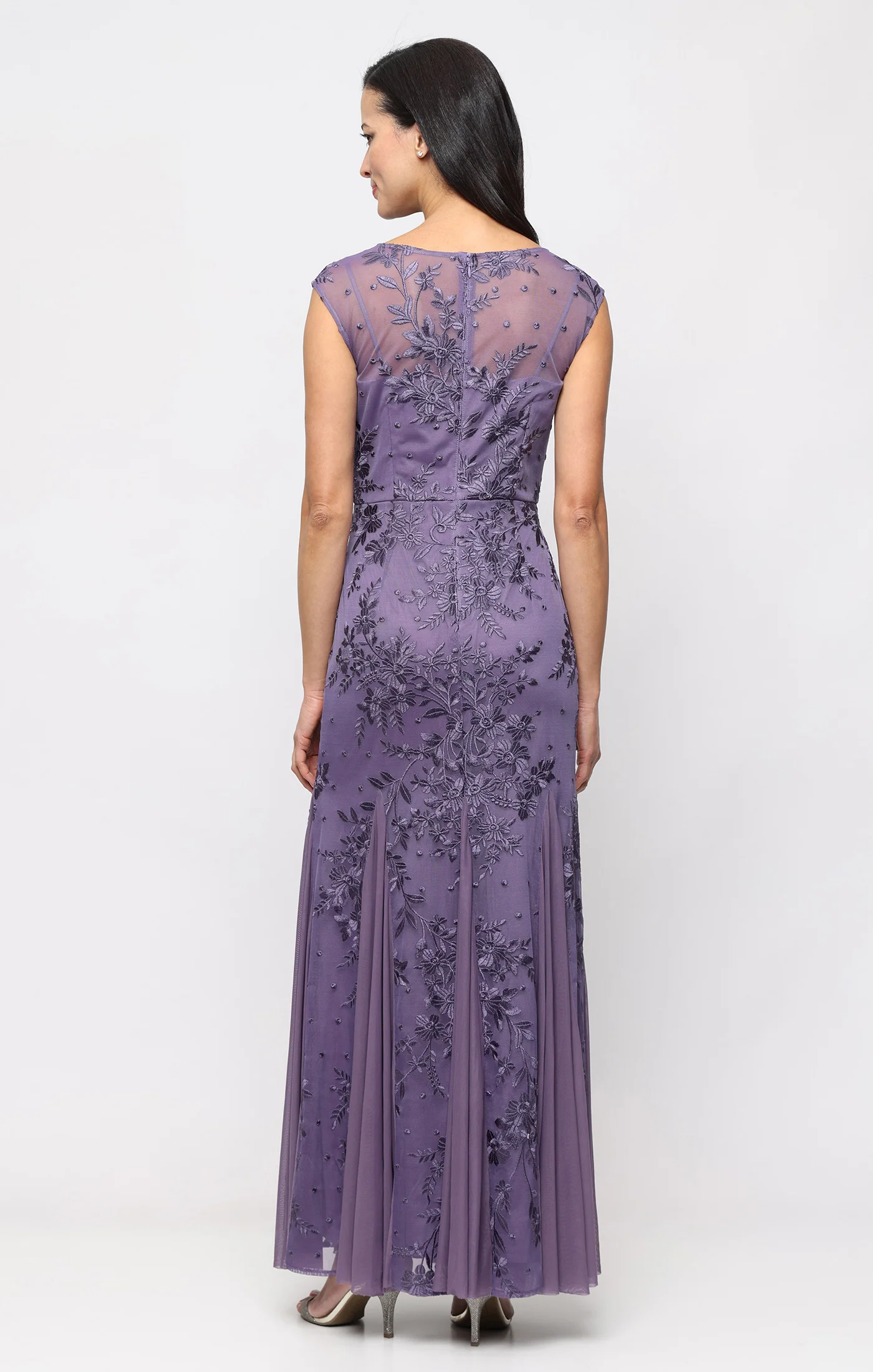 Petite Kelsey Embroidered Tulle Dress with Godet Detail - Image 3