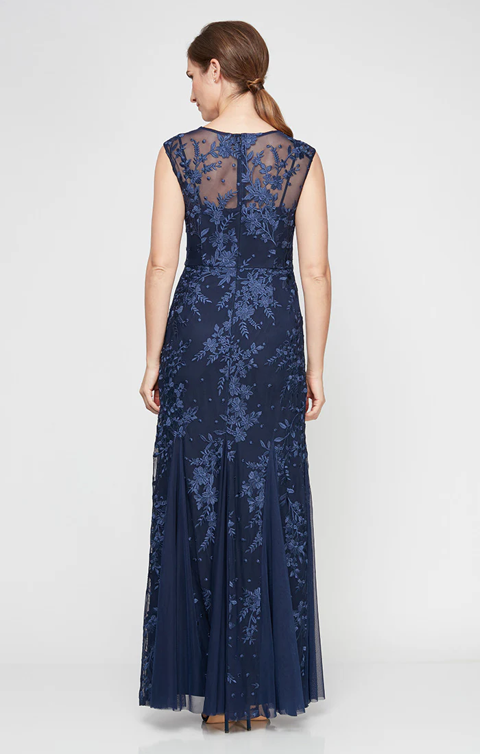 Petite Kelsey Embroidered Tulle Dress with Godet Detail - Image 5