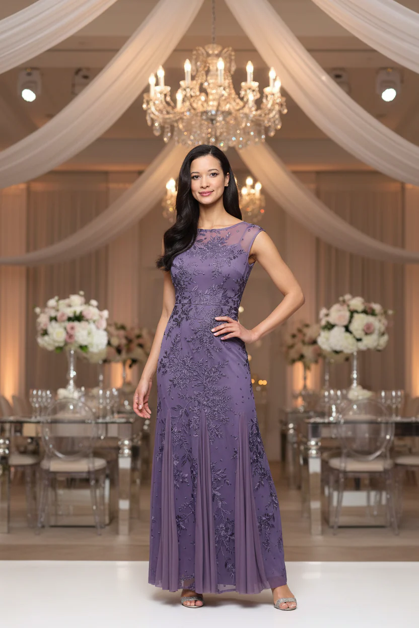 Kelsey Embroidered Tulle Dress with Godet Detail - Image 4