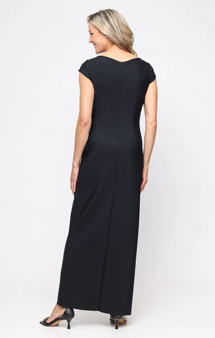 Petite Contour Dress with Cap Sleeves & Tulip Overlay Skirt - Image 3