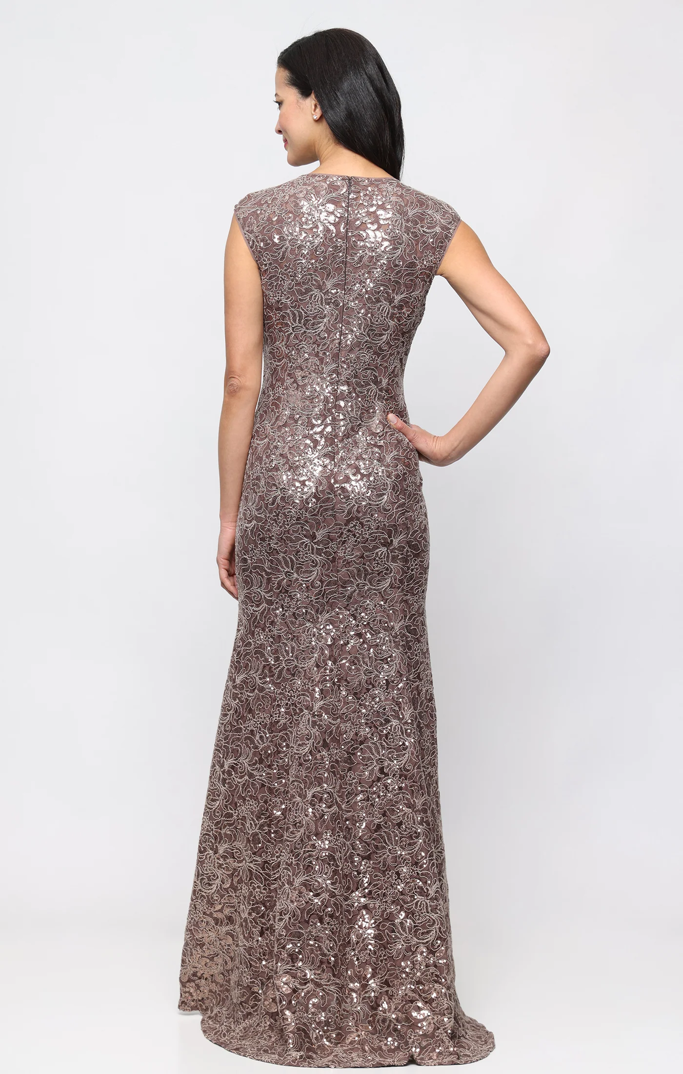 Petite Long Corded Lace V-Neck Dress - Image 3