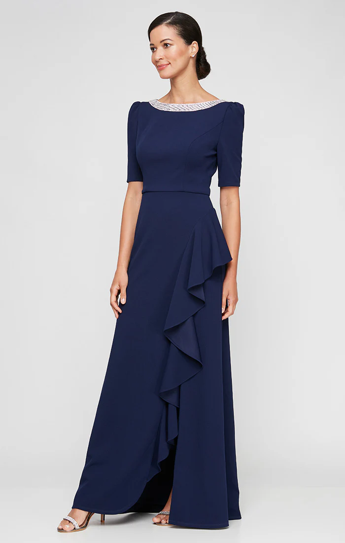 Petite Ashley Stretch Crepe Elbow Sleeve Dress