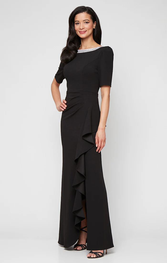 Petite Ashley Stretch Crepe Elbow Sleeve Dress - Image 3