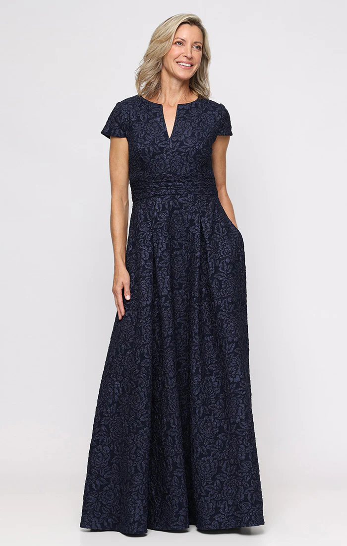 Paulina Embossed Crepe Ballgown