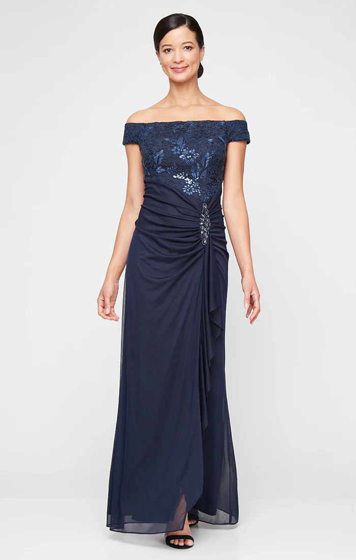 Regular - Embroidered Lace Off the Shoulder Dress