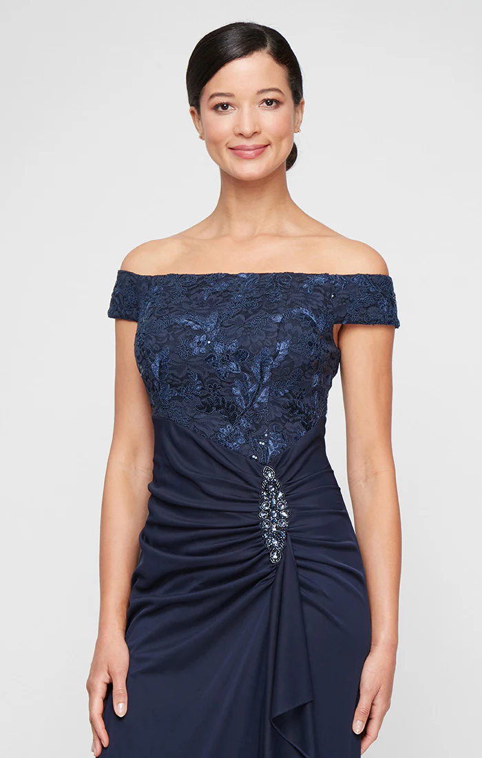 Regular - Embroidered Lace Off the Shoulder Dress - Image 2