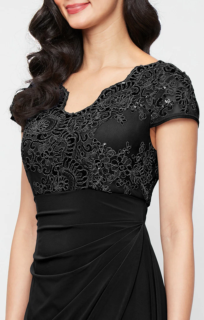 Long Embroidered Tulle Empire Waist Dress - Image 2
