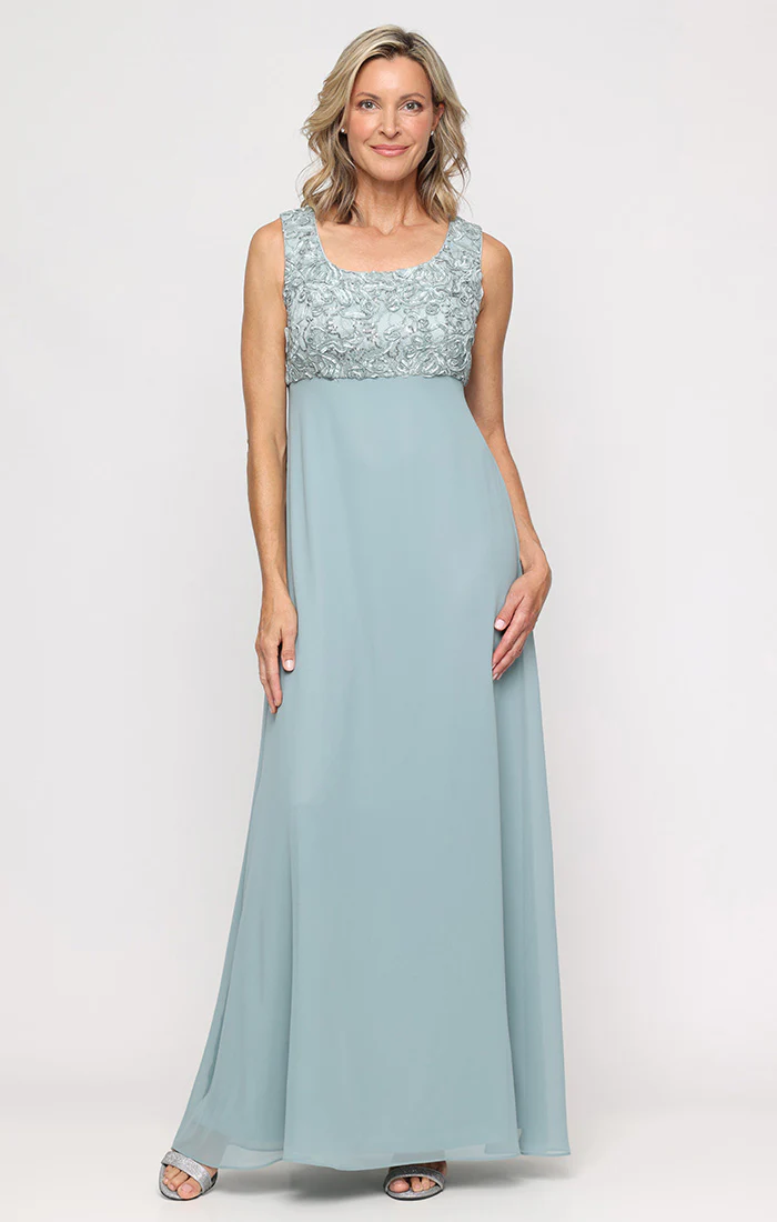 Petite Long Empire Waist Dress With Open Soutache Jacket - Image 3