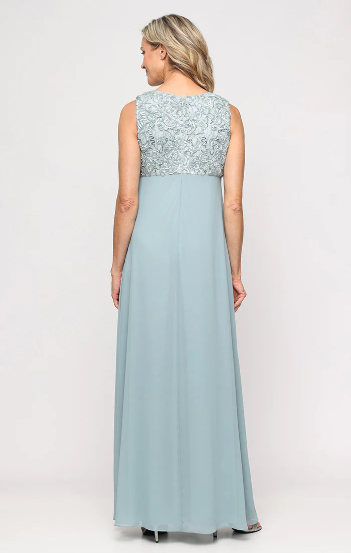 Petite Long Empire Waist Dress With Open Soutache Jacket - Image 5